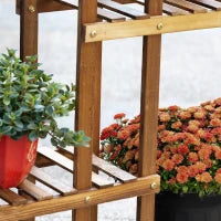 Scaffale Porta Piante Asimmetrico a 6 Livelli per Giardino e Casa in Legno, 98x28x96.5cm