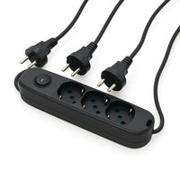 Ecova 30096x multipresa 3 uscite universali nera con cavo 1,5m e interruttore