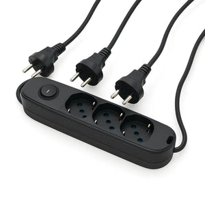 Ecova 30096x multipresa 3 uscite universali nera con cavo 1,5m e interruttore