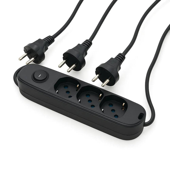 Ecova 30096x multipresa 3 uscite universali nera con cavo 1,5m e interruttore