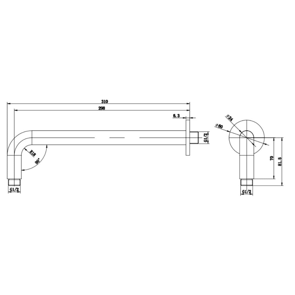 Ogomondo braccio doccia ottone cromato prolunga soffione doccia bagno fisso attacco standard
