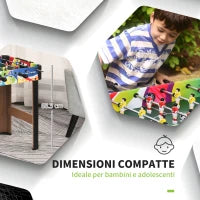 Calcio Balilla con 2 Tabelloni Segnapunti, in Legno, Acciaio Inox e Plastica, 86.5x43.5x63 cm, Multicolore