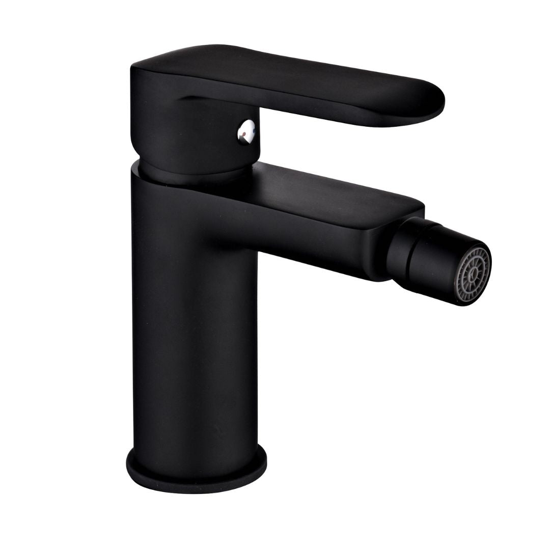 Coppia di miscelatore rubinetto bidet e miscelatore lavabo linea puma nero opaco