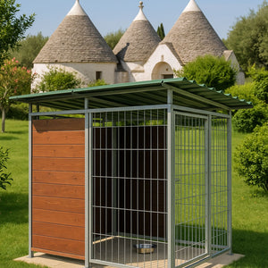 Box per cani da esterno coperto e retro in legno zincatura elettrolitica da 200x300xh180 cm