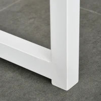 Tavolo Alto da Cucina e Bar con 3 Mensole, Struttura in Acciaio e MDF, Stile Moderno, Bianco, 115x55x100cm