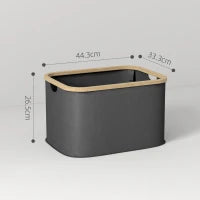 Cesto Portabiancheria da 36L Pieghevole con Maniglie in Bambù e Poliestere, Nero