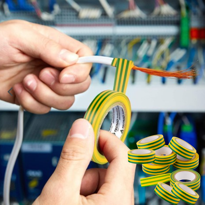 Kit nastro isolante in pvc autoestinguente multicolore per impianti sicuri *** colore giallo/verde, dimensioni 19 mm ...