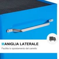 Carrello Porta Utensili Attrezzi Attrezzatura con Cassettiera Azzurro 61.5 x 33 x 82.5cm