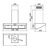 CAPPA BANKIA cm 90 - Inox - 700 m3/h