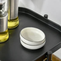 Carrello Portavivande con 4 Cestelli, Piano d'Appoggio e Ruote, in Acciaio e PP, 33x33x77 cm