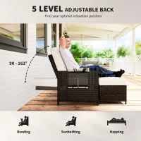 Divanetto da Giardino Componibile con Panca, Mobili da Giardino in Rattan Marrone, Set 2 Pezzi Salvaspazio