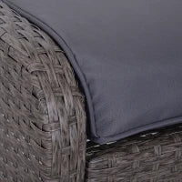 Set Mobili da Giardino 2 Poltrone 2 Poggiapiedi 1 Tavolino in Vetro Temperato Rattan Grigio