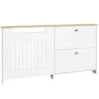 Copritermosifoni con Scarpiera con 2 Cassetti Ribaltabili 152x19x81 cm Bianco