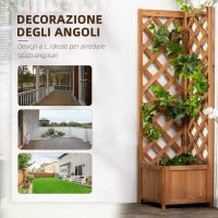 Fioriera da Giardino in Legno di Abete Marrone con Grigliato per Rampicanti e Decorazioni, 40x40x145 cm