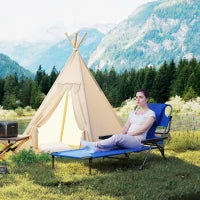 Sdraio da Giardino Pieghevole con Schienale Regolabile, Cuscino e Foro per Viso, Blu Scuro