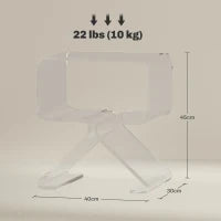 Tavolino Basso Geometrico a 2 Livelli  in Acrilico con Gambe Triangolari, 40x30x45 cm, Trasparente