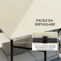 Copertura per Gazebo 3x3 m da Giardino con 8 Fori di Drenaggio, in Tessuto Oxford 600D, Bianco Crema