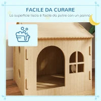 Casetta per Cani da Interni con Finestrella e Ingresso Anteriore, in Legno, 49.5x41x51 cm, color Rovere