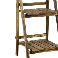 Portapiante Pieghevole Portavasi in Legno di Abete con 3 Livelli Scaffale da Esterno per Piante Portafiori 40x37x93cm