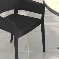 Set 4 Sedie da Giardino in Plastica Impilabili con Braccioli e Schienale Alto in PP, Nero