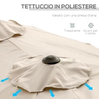 Ombrellone da Giardino Doppio Inclinabile con Apertura a Manovella, 295x152x222 cm, Cachi