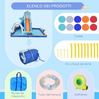 Castello Gonfiabile per Bambini 3-8 Anni con Gonfiatore, Scivolo, Piscina e Parete da Arrampicata