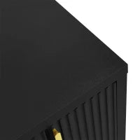 Credenza Moderna Minimalista per Cucina e Soggiorno con Maniglie Dorate e Ripiani Regolabili, 140x38x80 cm, Nero