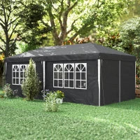 Gazebo 3x6 m per 12-18 Persone ad Altezza Regolabile con Fori di Drenaggio, in Metallo e Tessuto Oxford Grigio