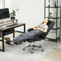 Sedia con Massaggio per Ufficio, Incluso Poggiapiedi, Altezza Regolabile, 64 cm x 70 cm x 118 cm, Nero