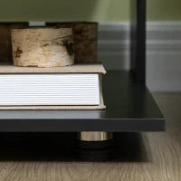 Tavolino da Caffè Asimmetrico in Legno con Ripiani e Piedini Regolabili, 60x60x45cm, Nero