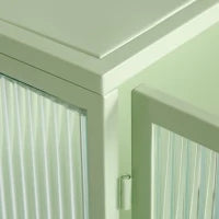 Credenza Moderna Ripostiglio a Due Ante con Vetrina e Ripiani a Tre Livelli per Ingresso, Soggiorno, Bagno e Sala da Pranzo, Verde