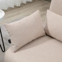 Divano Letto 2 Posti 3 in 1 Convertibile in Poltrona Reclinabile e 4 Cuscini, 102x82x81 cm, Beige
