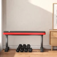 Panca Piana per Pesi e Addominali in Acciaio con Cuscino e Capacità 300kg, 106x26x48cm, Nero