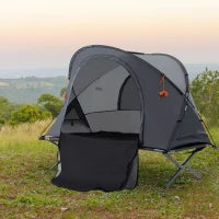 Set Tenda da Campeggio 3 in 1 con Letto Singolo, Tenda e 1 Materasso Gonfiabile, Borsa per il Trasporto Inclusa, Grigio