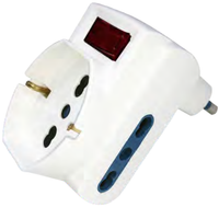 Adattatore triplo attacco grande on/off bianco schuko 16 ampere ecova