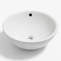 Lavabo da appoggio ceramica bianco tondo lavello arredo bagno cm 42x42x17,5