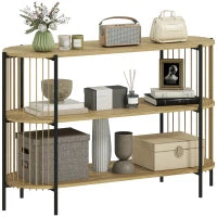 Tavolo Consolle con Corda di Carta Intrecciata a Mano Struttura in Acciaio Stile Bohemio 124x43,5x80 cm Naturale