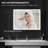 Armadietto a Specchio d Bagno con Luci LED e Ripiani Regolabili, in Vetro e Alluminio, 80x12.8x60 cm, Nero