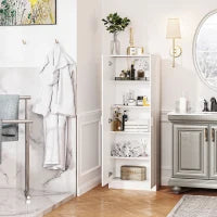 Mobile Multiuso Moderno con 5 Ripiani e Livelli Regolabili, in Legno, 60x31.5x165 cm, Bianco