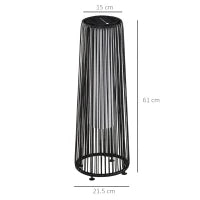 Lanterna Solare da Giardino LED con Pannello di Ricarica in Rattan e Metallo , Ø21.5x61cm, Nero