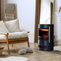 Camino Elettrico da Terra Potenza 900W/2000W con Effetto Fiamma 41 x 41 x 64.5cm Nero