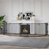 Cancelletto di Sicurezza per Cani Pieghevole a 8 Sezioni, Sistema di Blocco e Chiusura Automatica, Nero