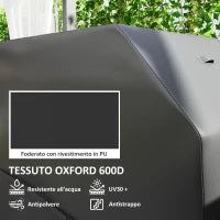 Copertura per Barbecue Impermeabile in Tessuto Oxford 600D UPF30+ e Antivento, 147x61x122 cm, Nero