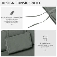 Cuscino per Sdraio Lettino Prendisole da Giardino Grigio 198x53x5cm