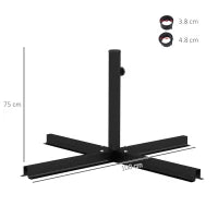 Base per Ombrellone a Croce in Acciaio con Vite Laterale, 100x100x75 cm, Nero