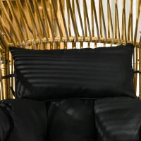 Poltrona da Giardino a Uovo con Poggiatesta e Cuscini per Seduta, in Rattan e Acciaio, 89x75x143 cm