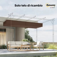 Copertura per Gazebo Pergola 4x3 m in Poliestere Traspirante Caffè con 10 Fori di Drenaggio