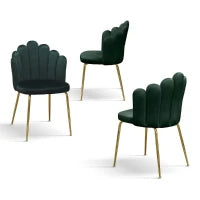 PAZZO DESIGN Sedia Sissi Verde set da 4 in velluto e gambe in metallo