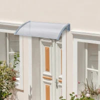 Pensilina da Esterno 140x70x21 cm in Plastica e Alluminio per Balconi, Porte e Finestre, Grigio