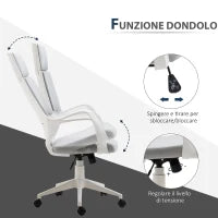 Sedia da Ufficio con Funzione Dondolo, Poltrona Presidenziale in Tessuto Altezza Regolabile e Seduta Girevole, 63x63x117-127 cm, Grigio